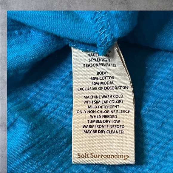 Soft Surroundings Anslie Maxi Dress Womens 1X Blue Embroidered Floral Boho Plus - Picture 10 of 10